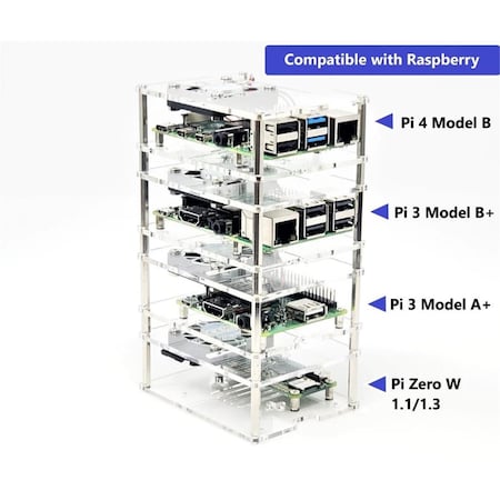 Micro 4 Layer Acrylic Stackable Raspberry Pi Case with Fan-Model B B Plus & Zero MI332934